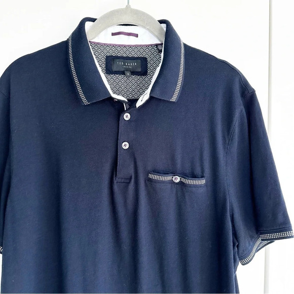 2-Ted Baker London Men’s Modern Slim Fit Polos Shirts Navy Blue Size 4 (Large) - Picture 11 of 16
